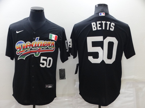 Men's Los Angeles Dodgers #50 Mookie Betts Black Stitched Baseball Jersey